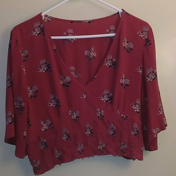 AE pink floral blouse - Picture 1 of 4